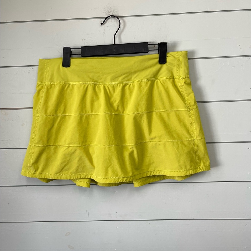 Lululemon pace rival mid rise‎ skirt *tall yellow serpentine women's size 10